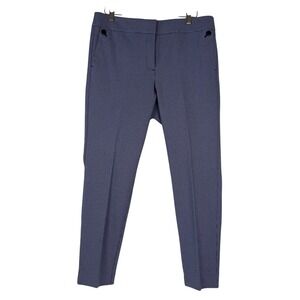 LOFT Marisa Houndstooth Straight Leg Career Pants Women Size 12 Blue White